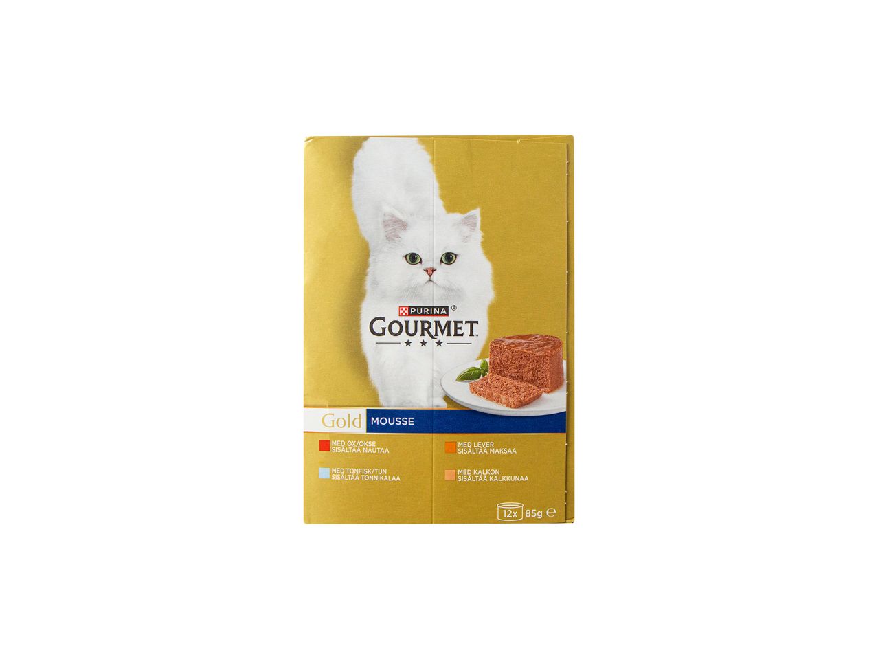 Gourmet Gold -kissanruokapussi lohella.