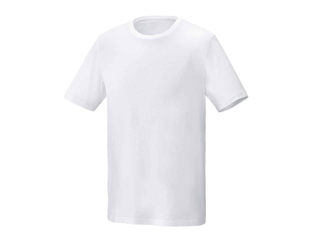 T-shirt blanc uni à manches courtes et col rond.