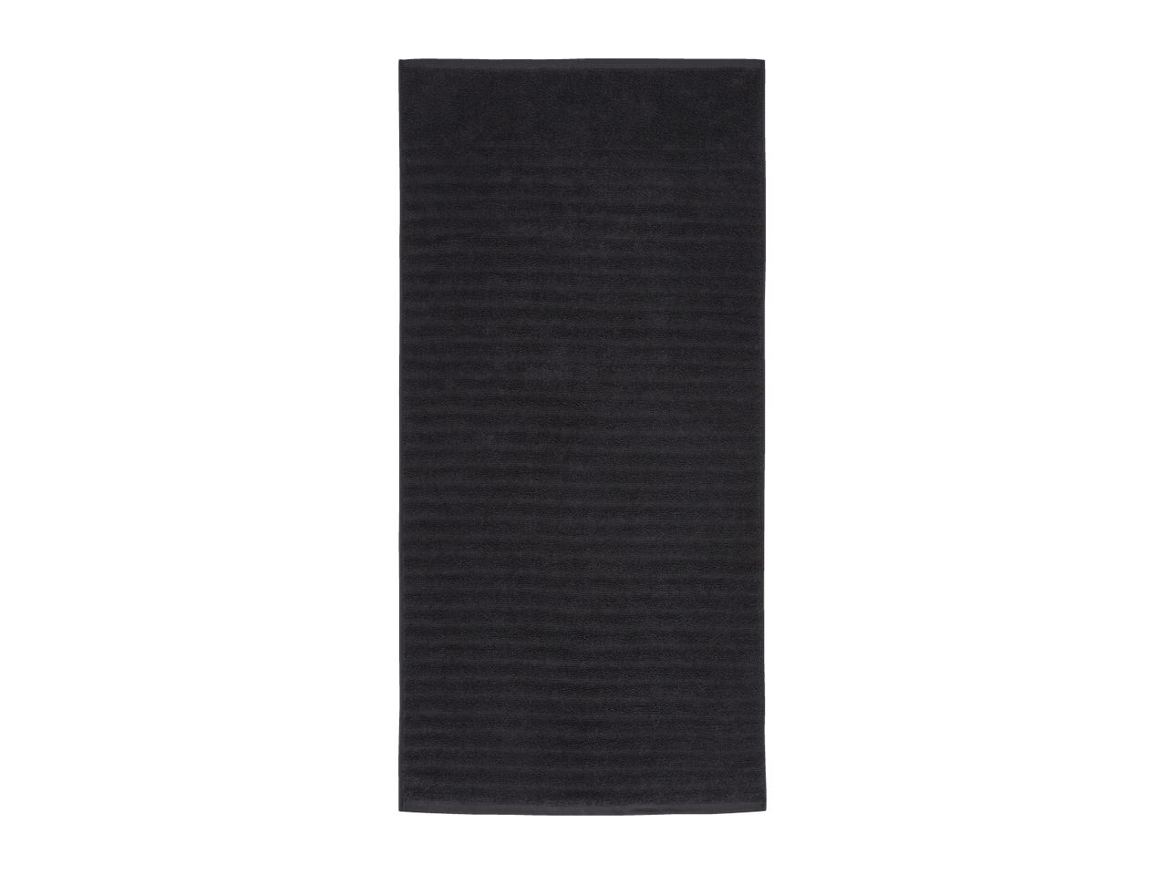 Black bath mat with horizontal stripes