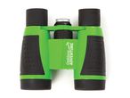 Bright green binoculars with black rubber grips and 'Outdoor Adventure' text.