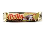 Guldindpakket chokoladebar med nougat og hasselnødder, med teksten 'Holly Original'.
