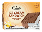 Sanduíches de sorvete Gelatelli, sabor cacau e baunilha.