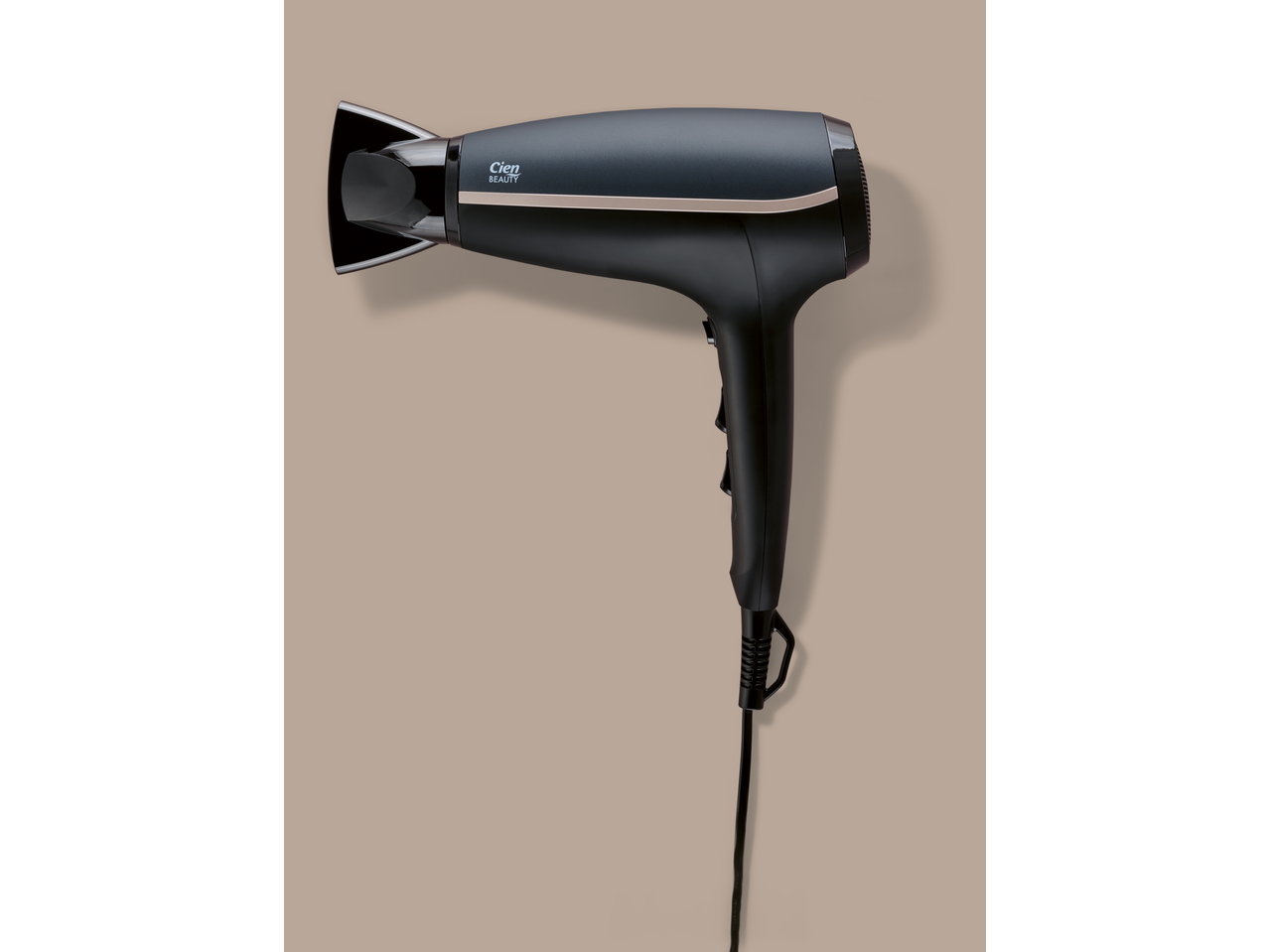 Cien BEAUTY 2200W Ionic Hair Dryer in black with rose gold accent