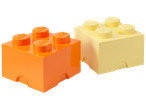 Dvije velike LEGO kutije, narančasta i žuta.