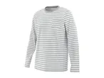 Men's striped long-sleeve t-shirt with a chest pocket.