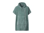 Green hooded surf poncho with short sleeves and a front pocket