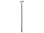 Long-handled window scraper with a green and black pole and a silver head.