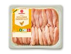 Bakke med rå kyllingeinderfilet, mærket som 'STORKØB' og 'Danish KYLLINGE INDERFILET'.