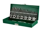 Tap and die set in a green metal case.