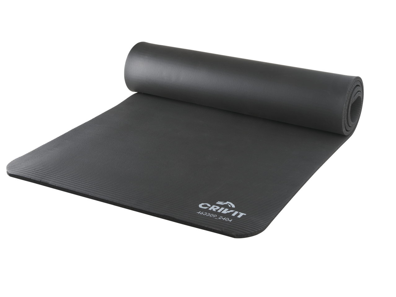 Rolled-up Crivit yoga mat.