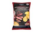 Deluxe crisps: Aberdeen Angus beef & Suffolk Ale, crinkle cut.
