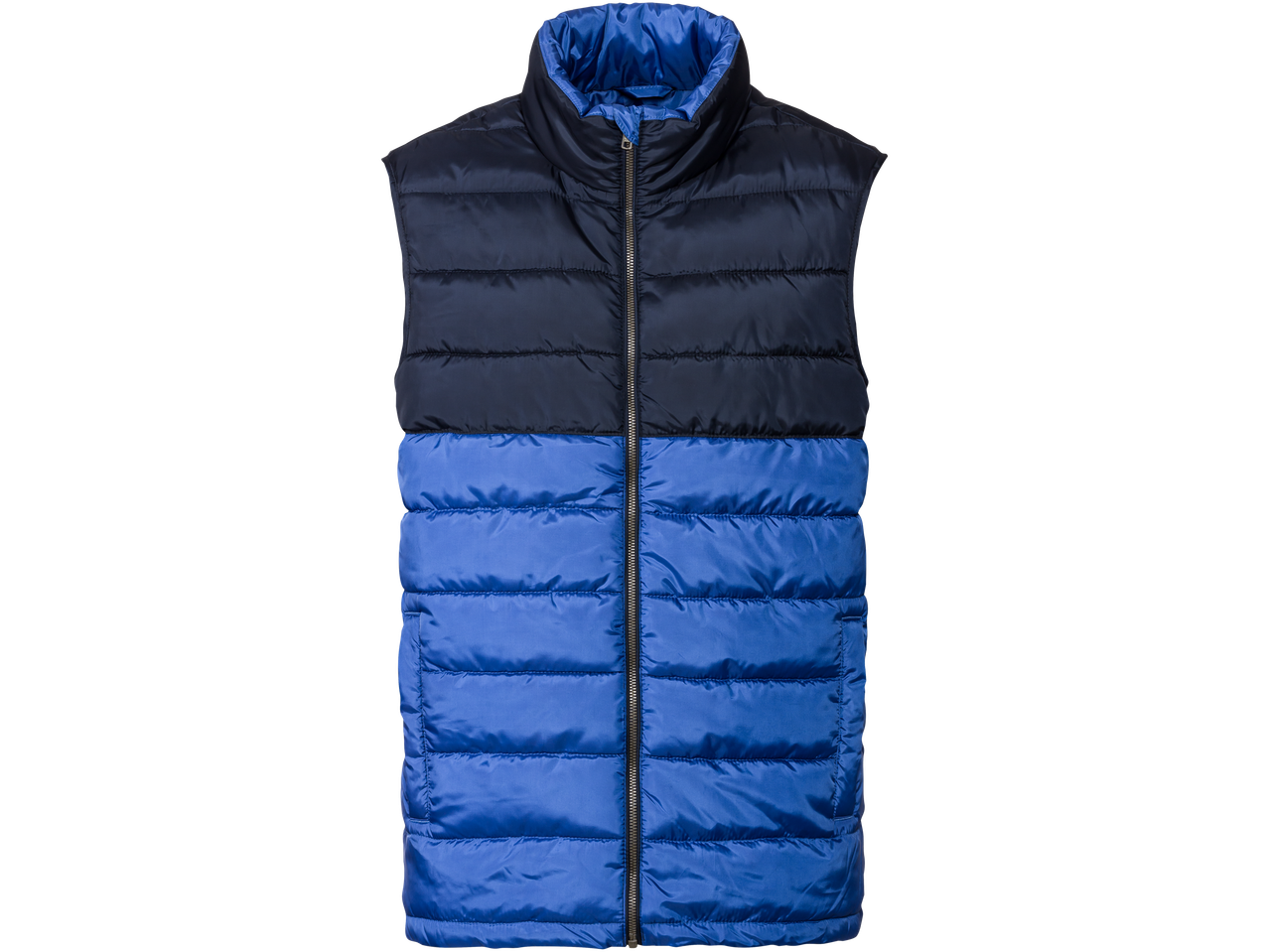 Μπουφάν μπουφάν σκούρο μπλε και ανοιχτό μπλε με φερμουάρ.