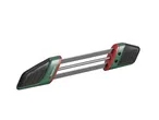 Un morsetto a barra Parkside verde e nero con barre di metallo e una vite centrale.