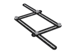 Parkside® measuring assortment: a black multi-angle measuring ruler with silver knobs.