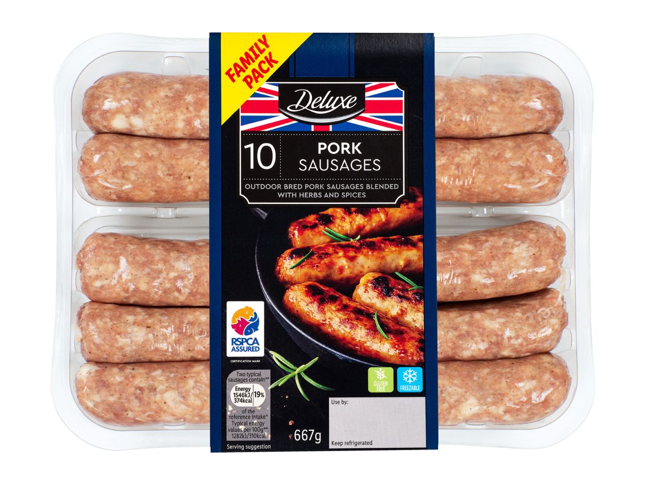 Go to full screen view: Deluxe RSPCA Pork Sausages - Image 1