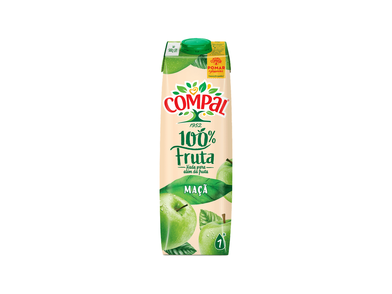 Embalagem de sumo de maçã 100% fruta.