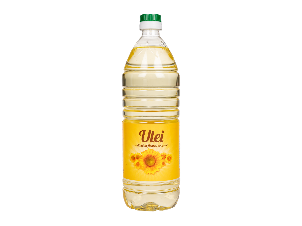 O sticlă de ulei rafinat de floarea-soarelui Ulei.