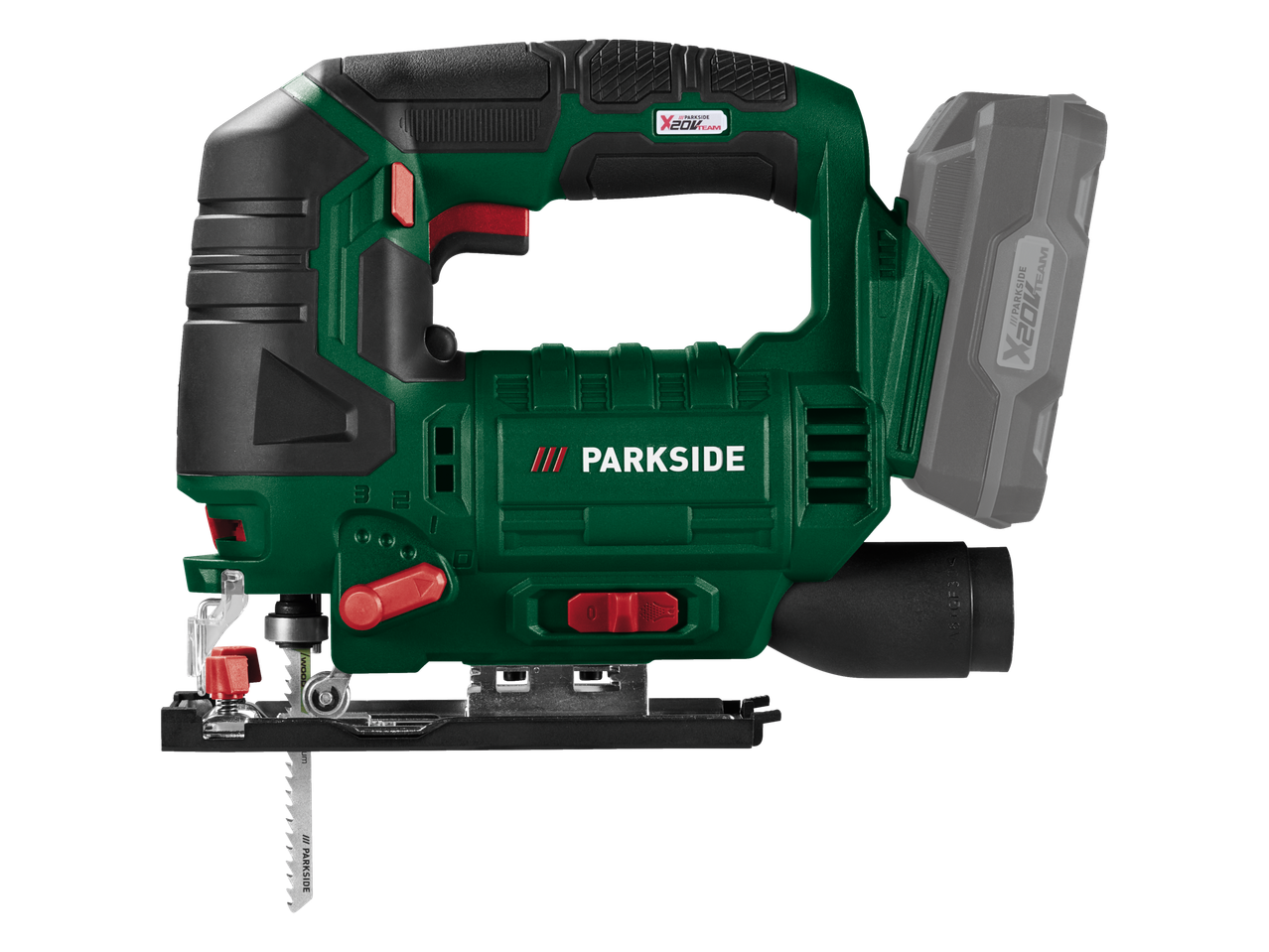 Parkside® X 20 V Team akumuliatorinis siaurapjūklis su pjūklo geležte