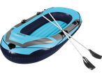 Crivit blue inflatable boat with oars.