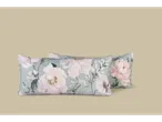 Două fețe de pernă LIVARNO® din renforcé cu imprimeu floral pe un fundal verde deschis.