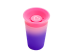 Pink and purple cup with lid and heart detail.