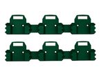 Six dark green Parkside interlocking garden edging pieces.