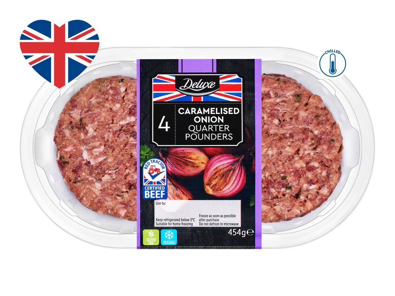 Caramelised Red Onion & Red Leicester Beef Burgers