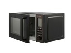SILVERCREST® microwave with an open door, showing the control panel.