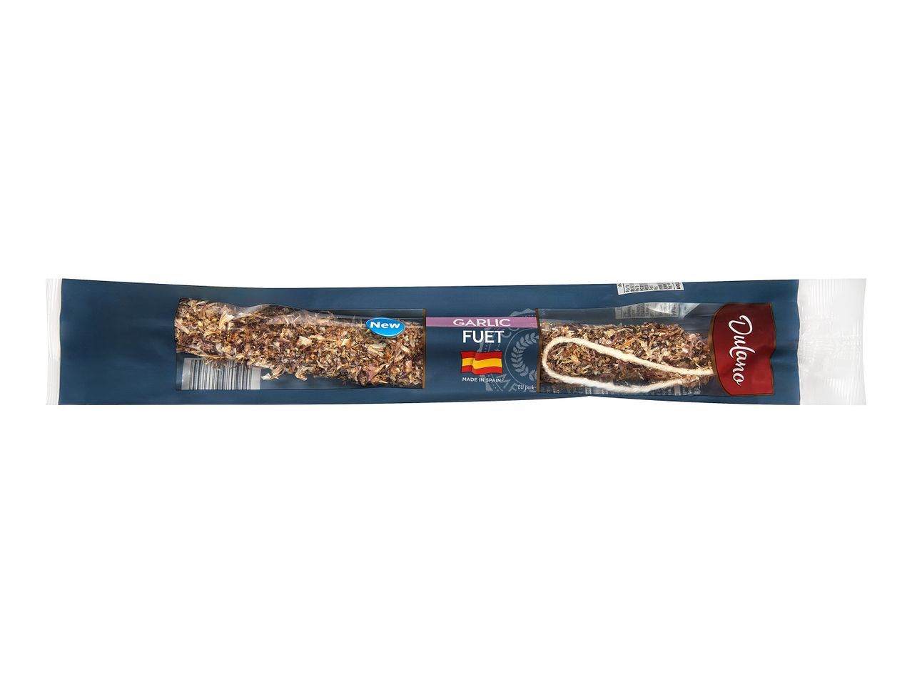 Dulano Garlic Fuet, Spanish sausage.