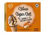 Gelatelli Super Soft caramel and hazelnut flavour ice cream cones.