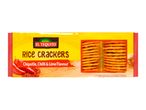 Rice crackers with chipotle, chili, and lime flavor in a yellow and red package.