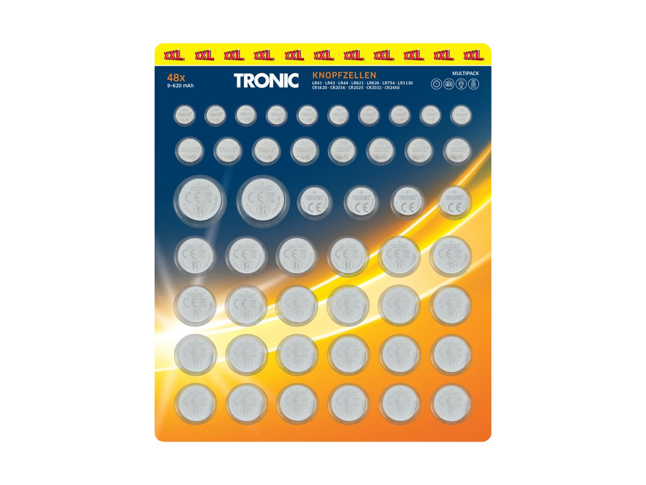 Multipack de 48 piles boutons TRONIC.