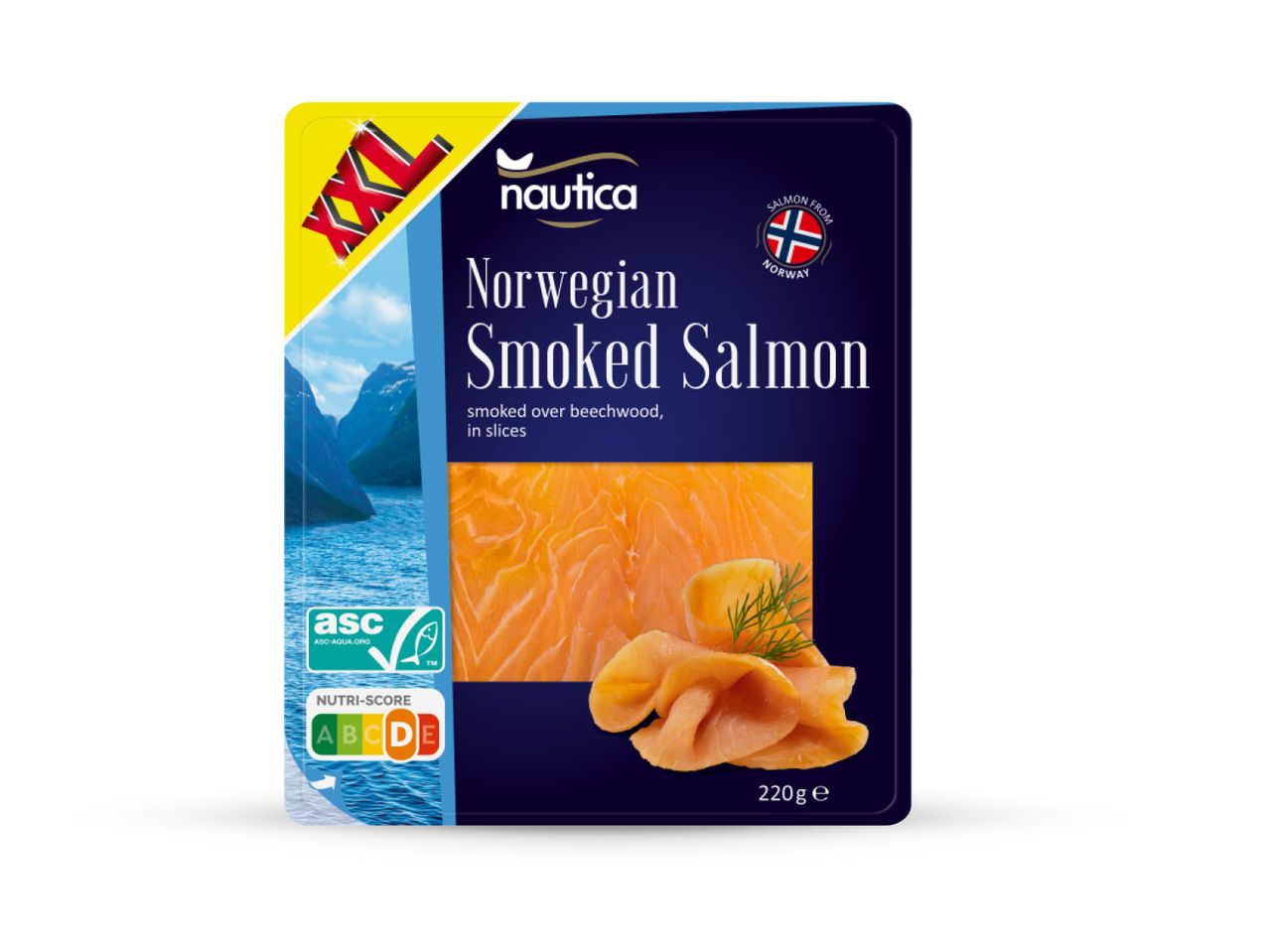 Pakiranje Nautica norveškog dimljenog lososa (220 g).