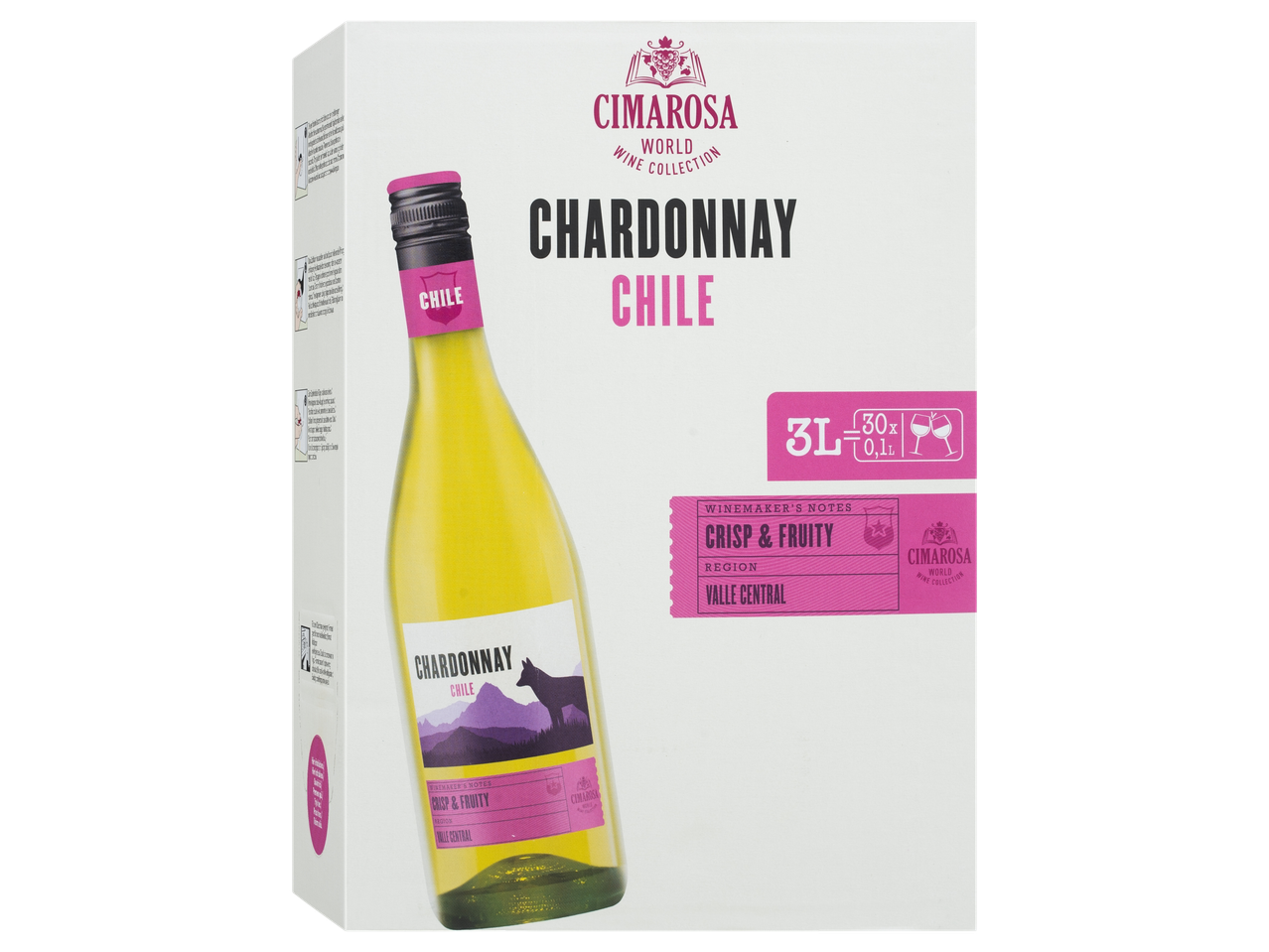 Pack de 3 litres de Chardonnay Cimarossa, Chili.