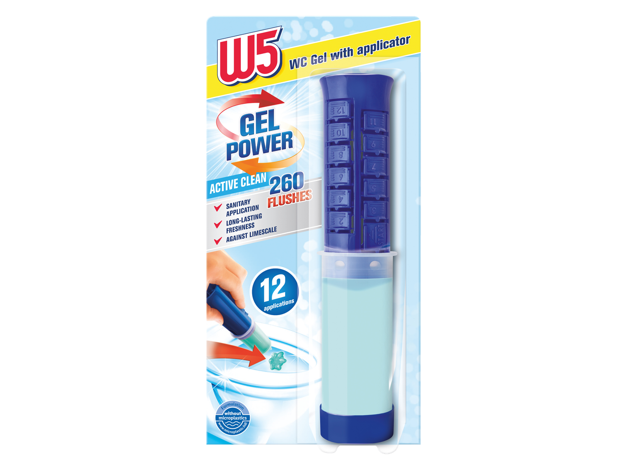 W5 Gel Power gel za WC šolju: 260 ispiranja, higijenska primena.