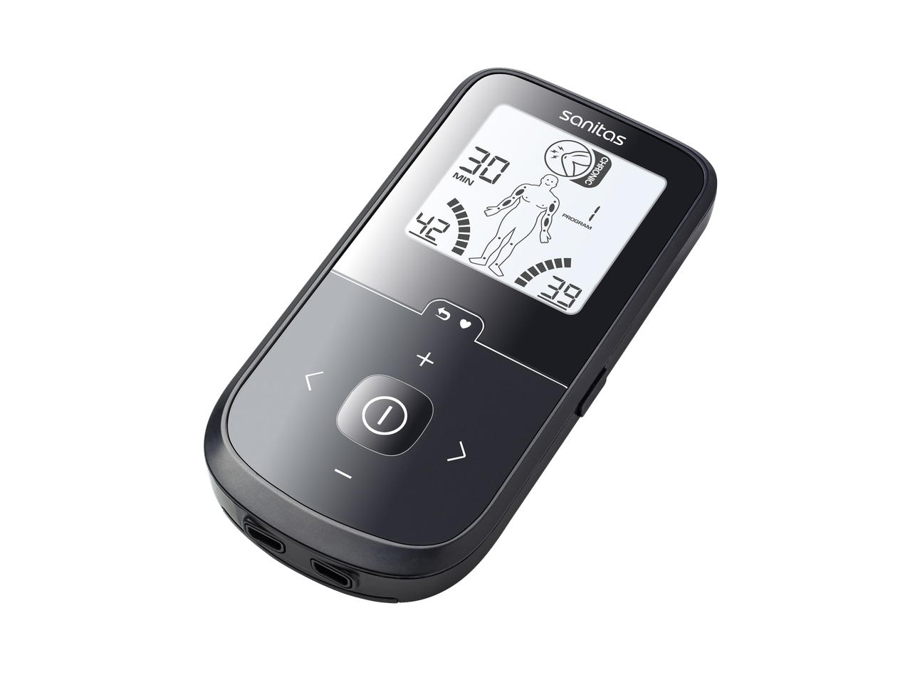 Sanitas® 3 viename elektrostimuliacijos prietaisas su ekranu ir valdymo mygtukais.