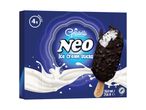 Ice cream sticks with chocolate coating and cookie pieces, 4 pieces per box.
