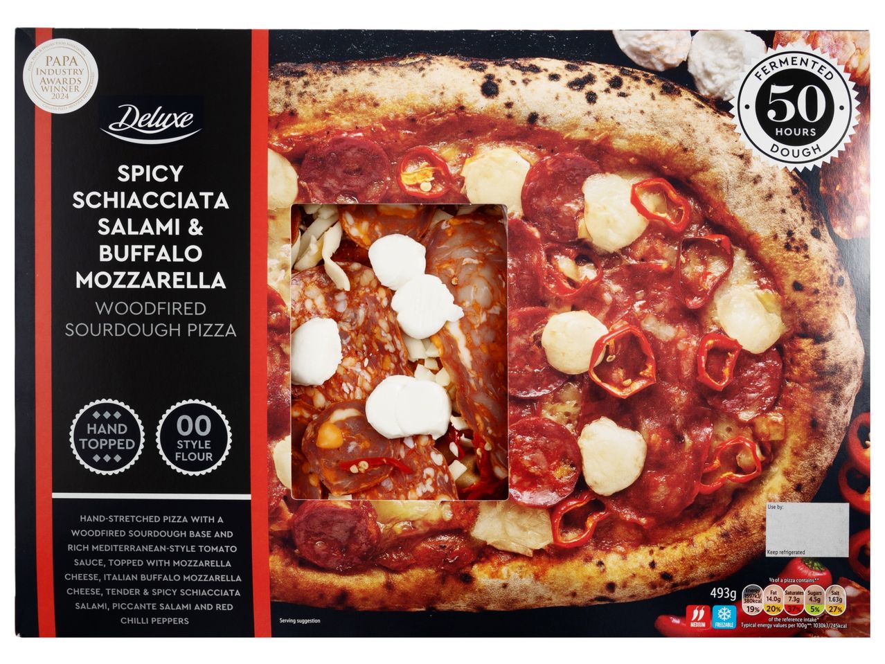 Delissio Spicy Sopressata, Salami & Buffalo Mozzarella pizza.