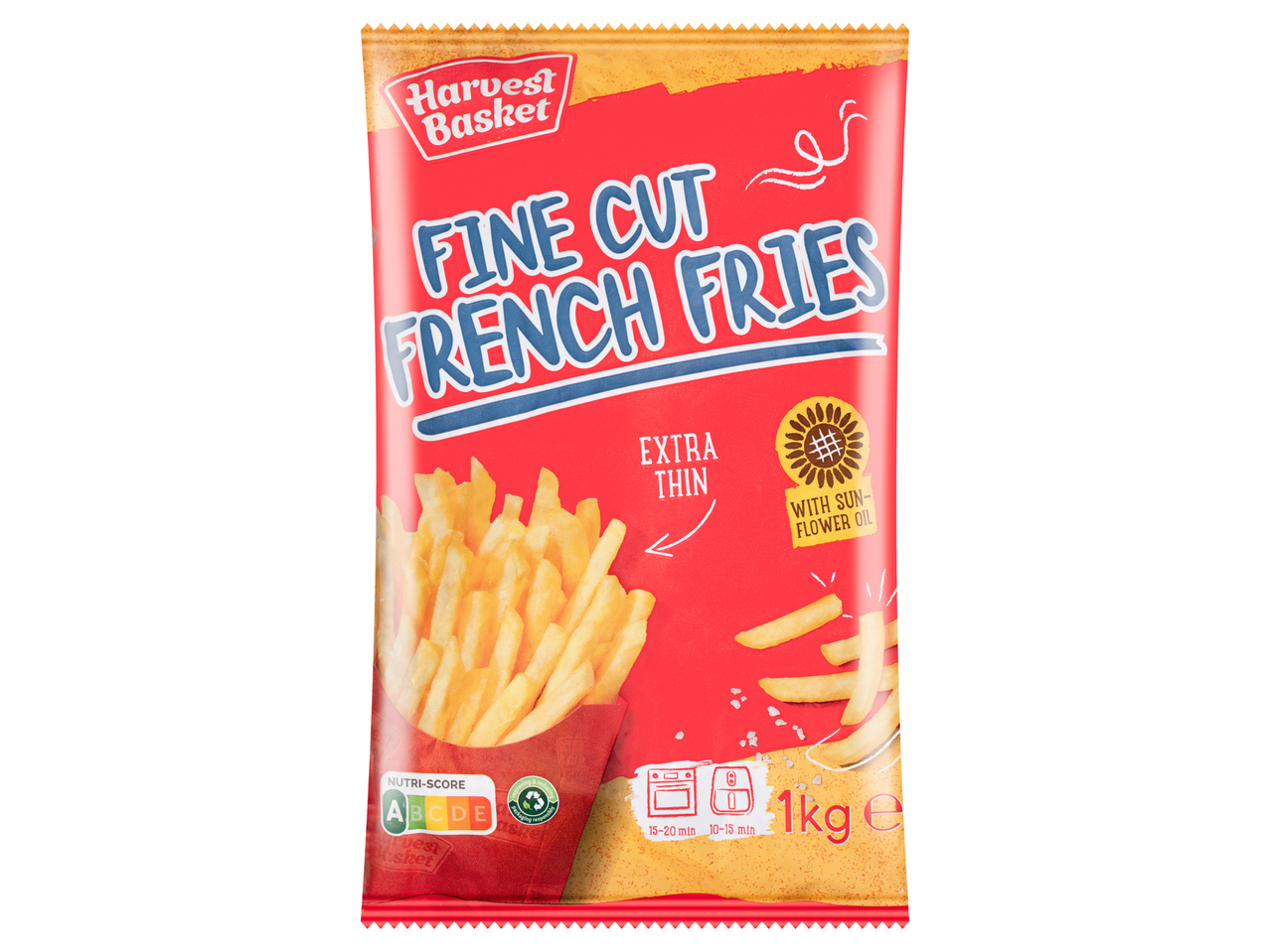 Harvest Basket extra vékony hasábburgonya napraforgóolajjal, 1 kg-os kiszerelésben.