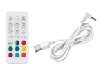 Дистанционно управление с бутони за цвят, температура, дата и USB кабел.
