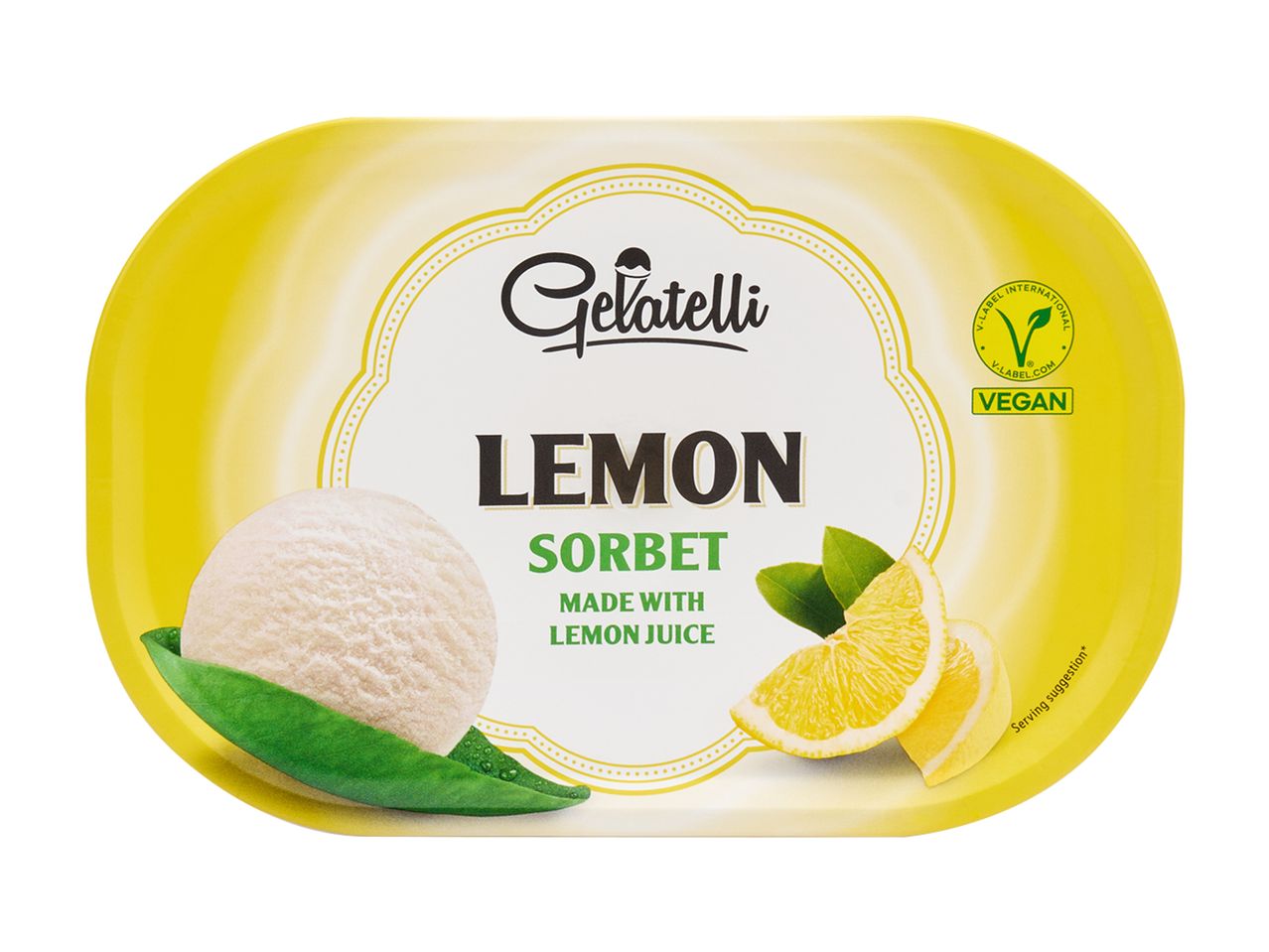 Gelatelli Lemon Sorbet, un sorbetto vegano fatto con succo di limone.