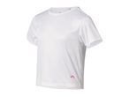 White short-sleeved athletic shirt with a small logo.