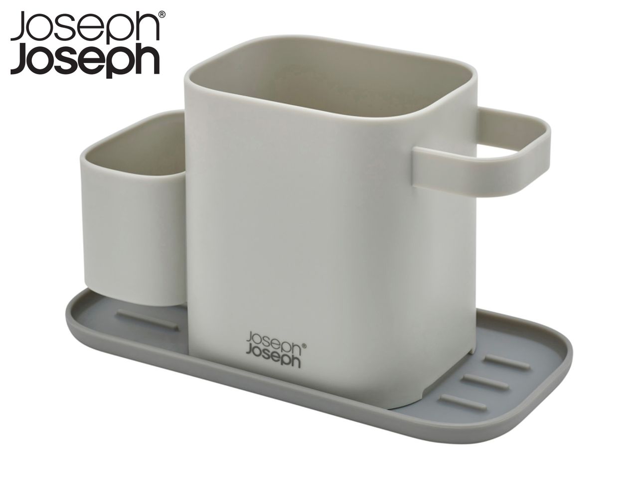 Joseph Joseph's grey utensil holder with a draining tray.