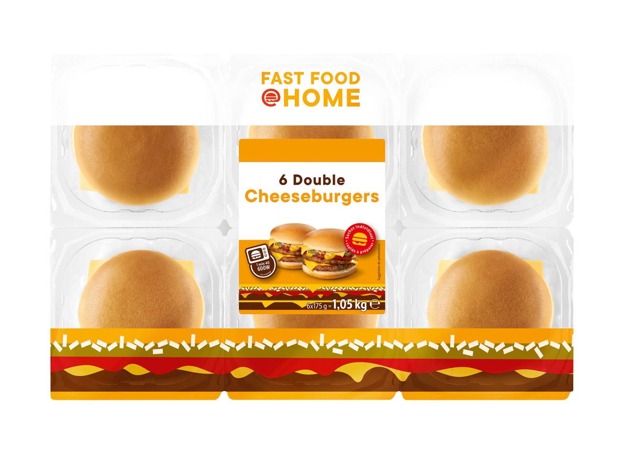 Paquet de 4 petits pains à hamburger Fast Food Home.