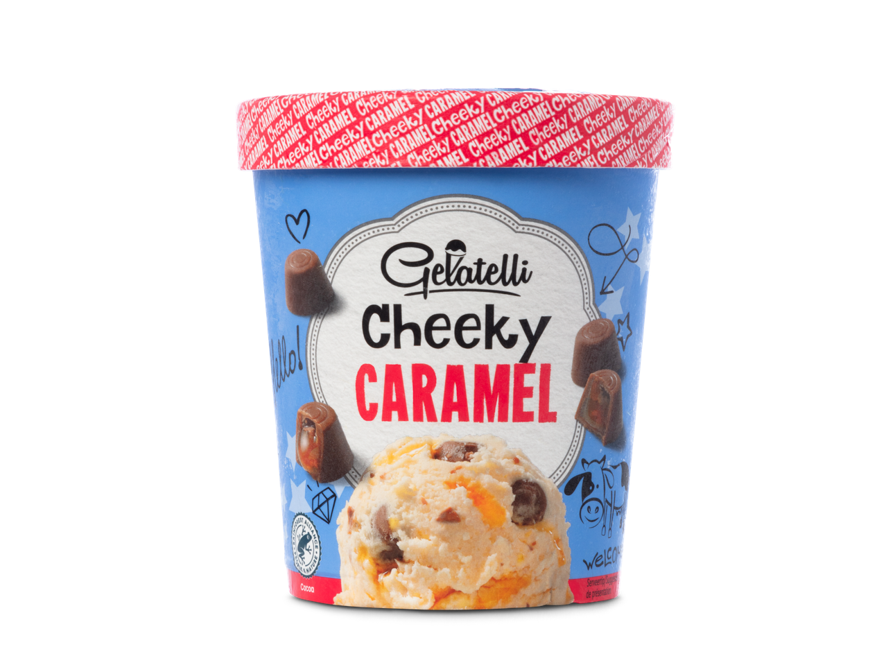 Gelatelli Cheeky Caramel ijs met karamelstukjes.