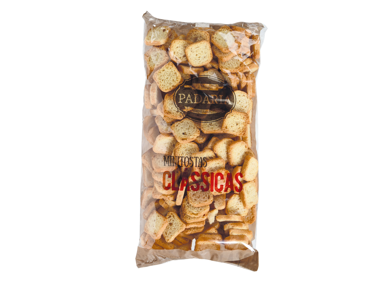 Um pacote de croutons de pão A Minha Padaria Minitostas Classicas.