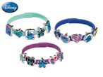 Three Disney-themed charm bracelets in teal, blue, and purple.