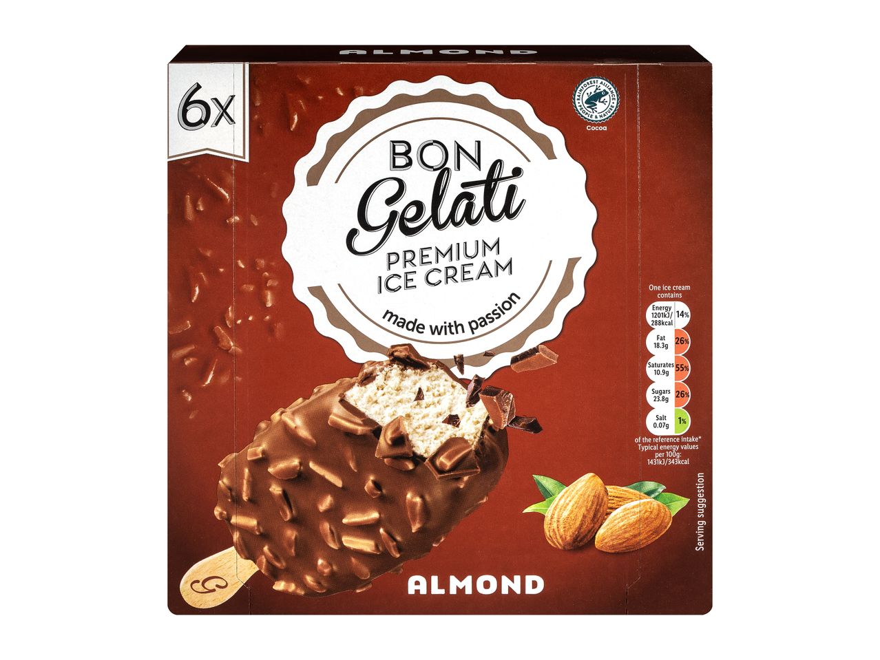 Go to full screen view: Bon Gelati Classic Almond Ice Cream - Image 1