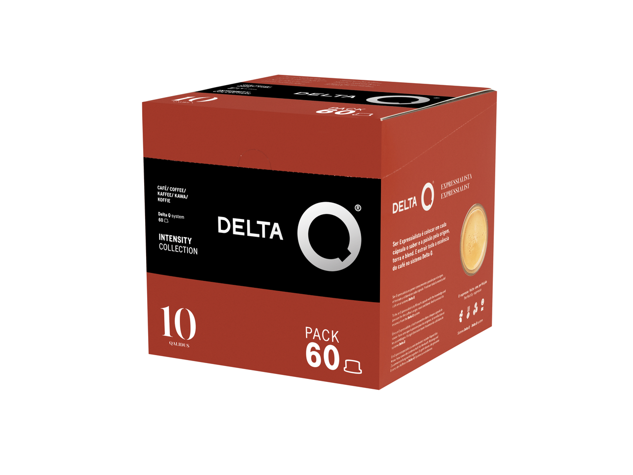 Caixa de cápsulas de café Delta Q Qalidus, embalagem de 60 unidades.