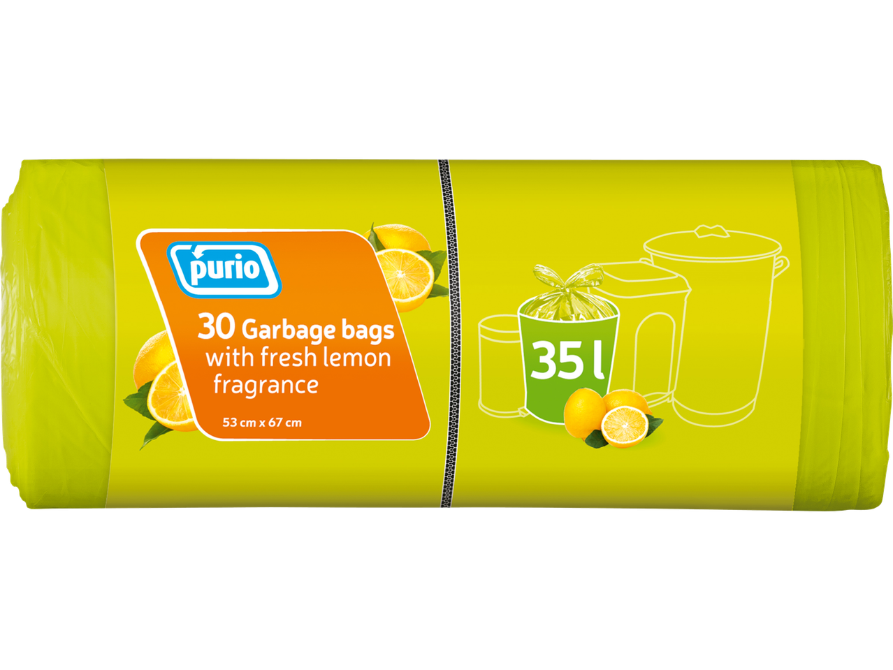 Purio soppåsar med citronfräsch doft, 30 påsar, 35 liter.
